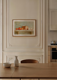 Copper saucepan and fresh vegetables create rustic charm.-8