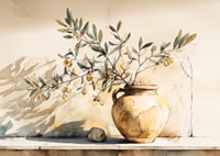Timeless beauty with its motif of an antique pot adorned with olive branches.-7
