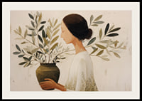 A woman with flowers creates an atmosphere of tranquility and harmony.-2