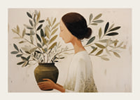 A woman with flowers creates an atmosphere of tranquility and harmony.-3