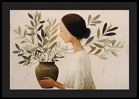 A woman with flowers creates an atmosphere of tranquility and harmony.-4