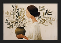 A woman with flowers creates an atmosphere of tranquility and harmony.-5