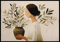 A woman with flowers creates an atmosphere of tranquility and harmony.-6