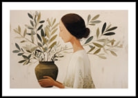 A woman with flowers creates an atmosphere of tranquility and harmony.-0