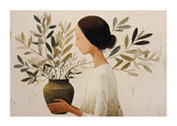 A woman with flowers creates an atmosphere of tranquility and harmony.-1