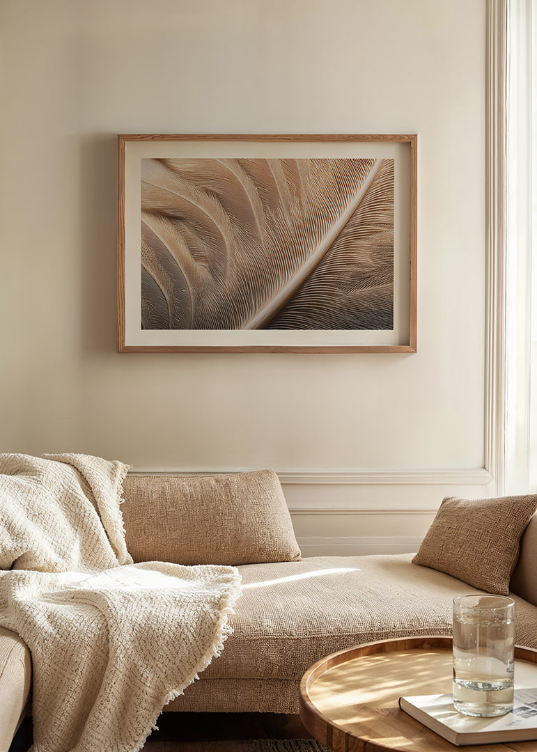 Feathers in soft, subtle patterns enchant the viewer.-12