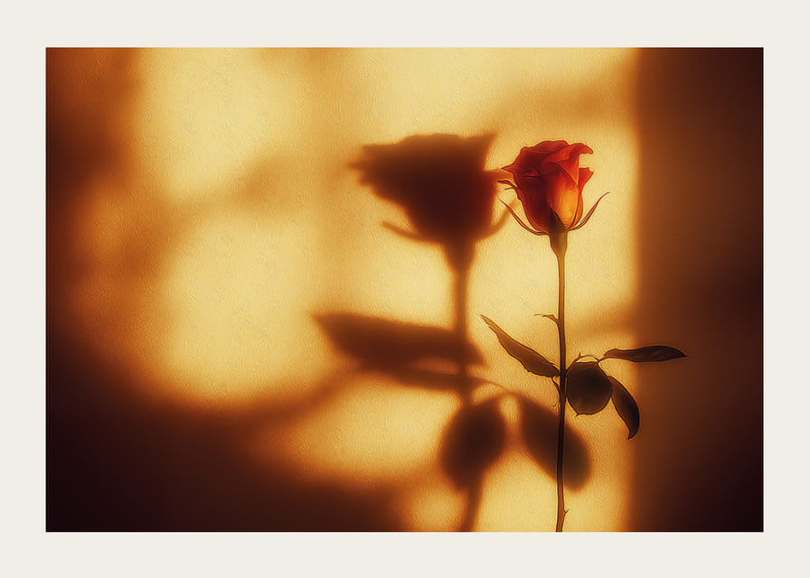 En ros i gyllene skugga skapar en varm atmosfär.-12