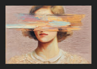 Elegant gezicht verborgen achter abstracte penseelstreken.-5