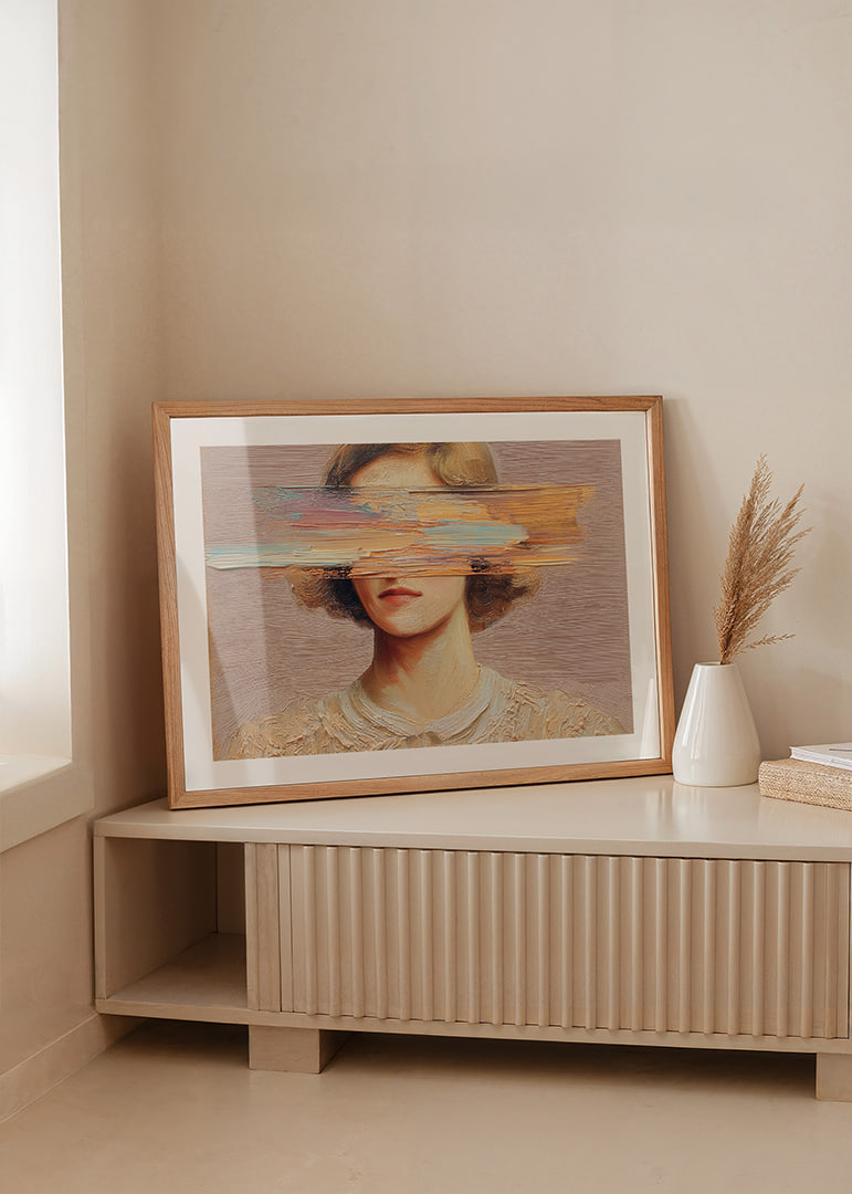 Elegant face hidden behind abstract brush strokes.-12