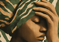 A meditative image in earthy tones with an elegant patterned shawl.-7