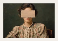An enigmatic woman with a covered face creates mystery and depth.-3