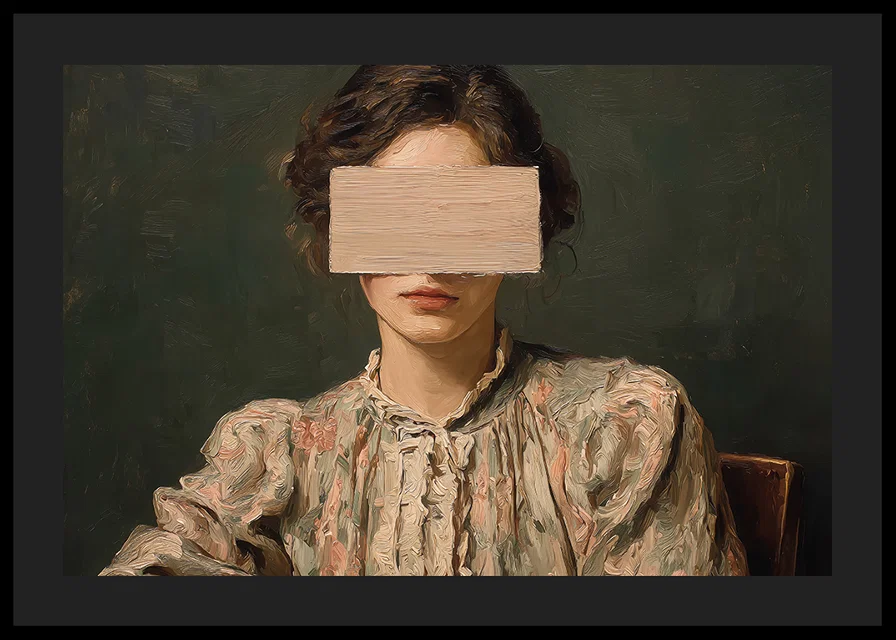 An enigmatic woman with a covered face creates mystery and depth.-12