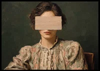 An enigmatic woman with a covered face creates mystery and depth.-6