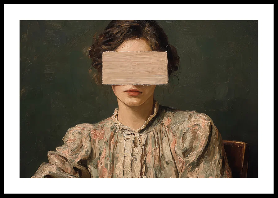 An enigmatic woman with a covered face creates mystery and depth.-12