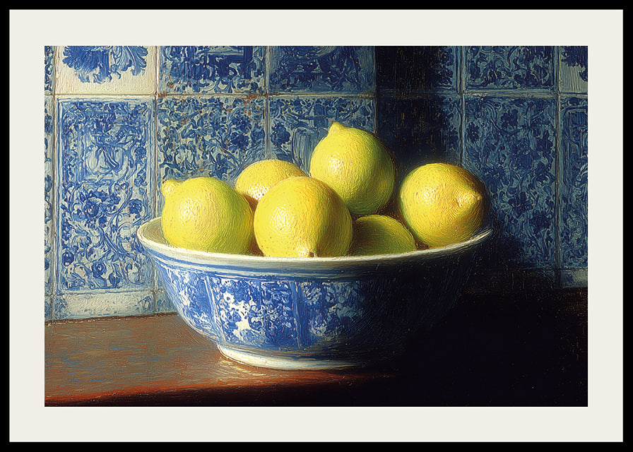 Colorful lemons in a classic bowl spread freshness.-12