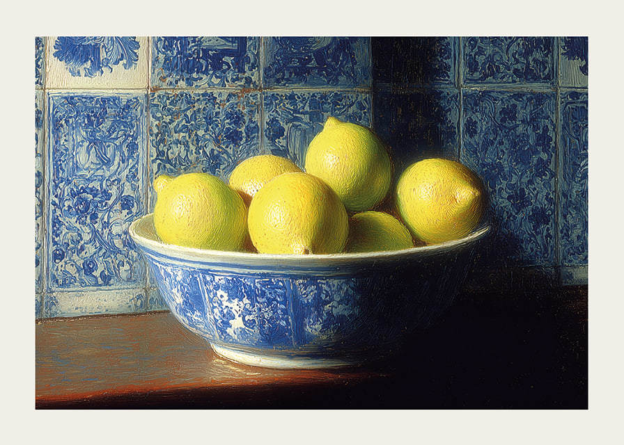 Colorful lemons in a classic bowl spread freshness.-12