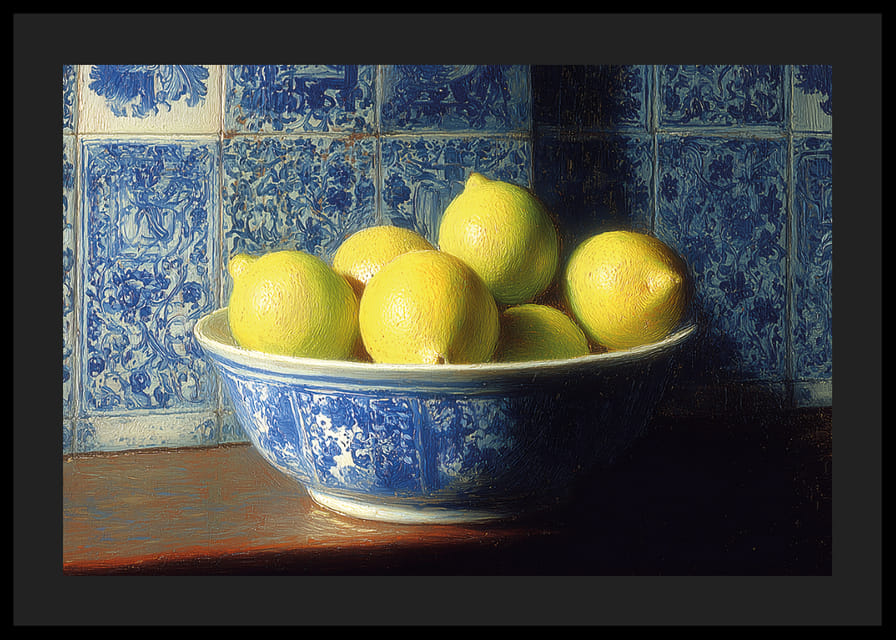 Färgstarka citroner i en klassisk skål sprider fräschör.-12