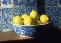 Colorful lemons in a classic bowl spread freshness.-7