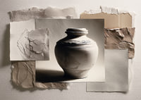A rustic pot against a backdrop of tactile textures.-1