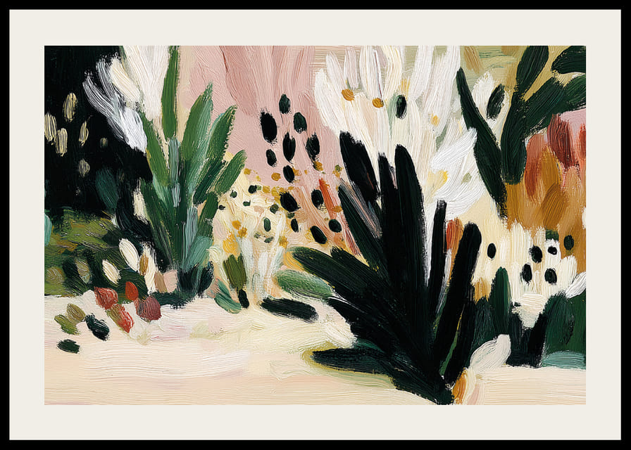 Livlige blomster danser i bløde penselstrøg.-12