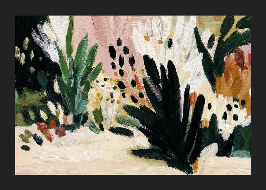 Livlige blomster danser i bløde penselstrøg.-12