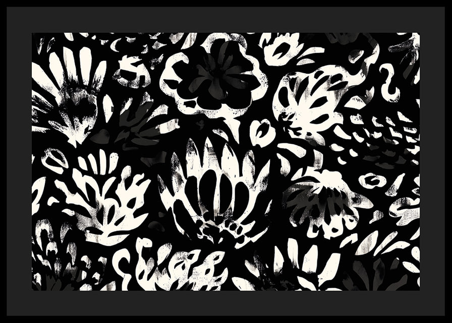 Black and white flowers create a dramatic pattern.-12