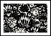Black and white flowers create a dramatic pattern.-0