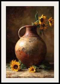 Solsikker i en rustik potte skaber tidløs charme.-2