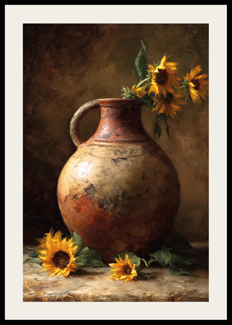 Solsikker i en rustik potte skaber tidløs charme.-12