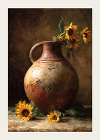 Solsikker i en rustik potte skaber tidløs charme.-3