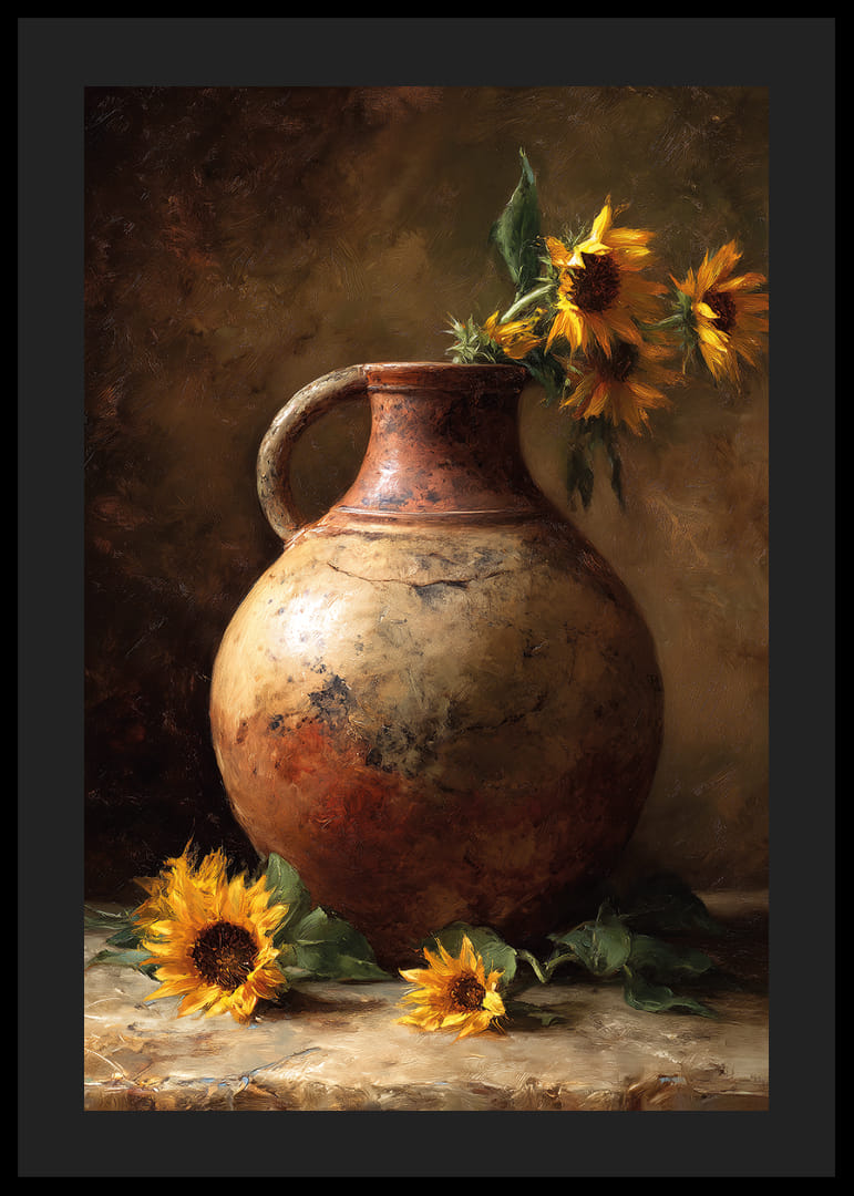 Solsikker i en rustik potte skaber tidløs charme.-12