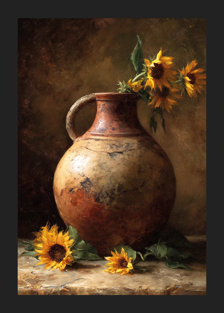 Solsikker i en rustik potte skaber tidløs charme.-12