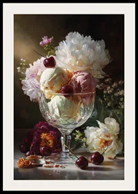Ice cream cone filled with creamy ice cream and beautiful flowers.-2