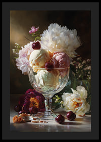 Ice cream cone filled with creamy ice cream and beautiful flowers.-4