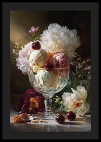 Isvaffel fyldt med cremet is og smukke blomster.-4