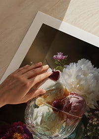 Ice cream cone filled with creamy ice cream and beautiful flowers.-9