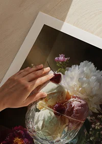 Ice cream cone filled with creamy ice cream and beautiful flowers.-9