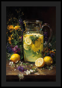 A refreshing pitcher of lemonade surrounded by flowers.-4