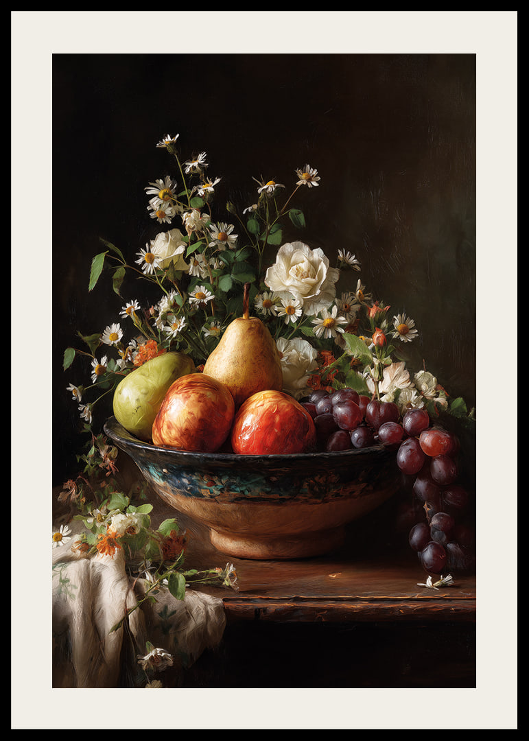 Colorful fruits and flowers in harmonious balance.-12