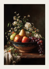 Spalvingi vaisiai ir gėlės harmoningoje pusiausvyroje.-3