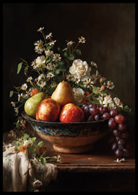 Colorful fruits and flowers in harmonious balance.-6