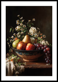 Colorful fruits and flowers in harmonious balance.-0