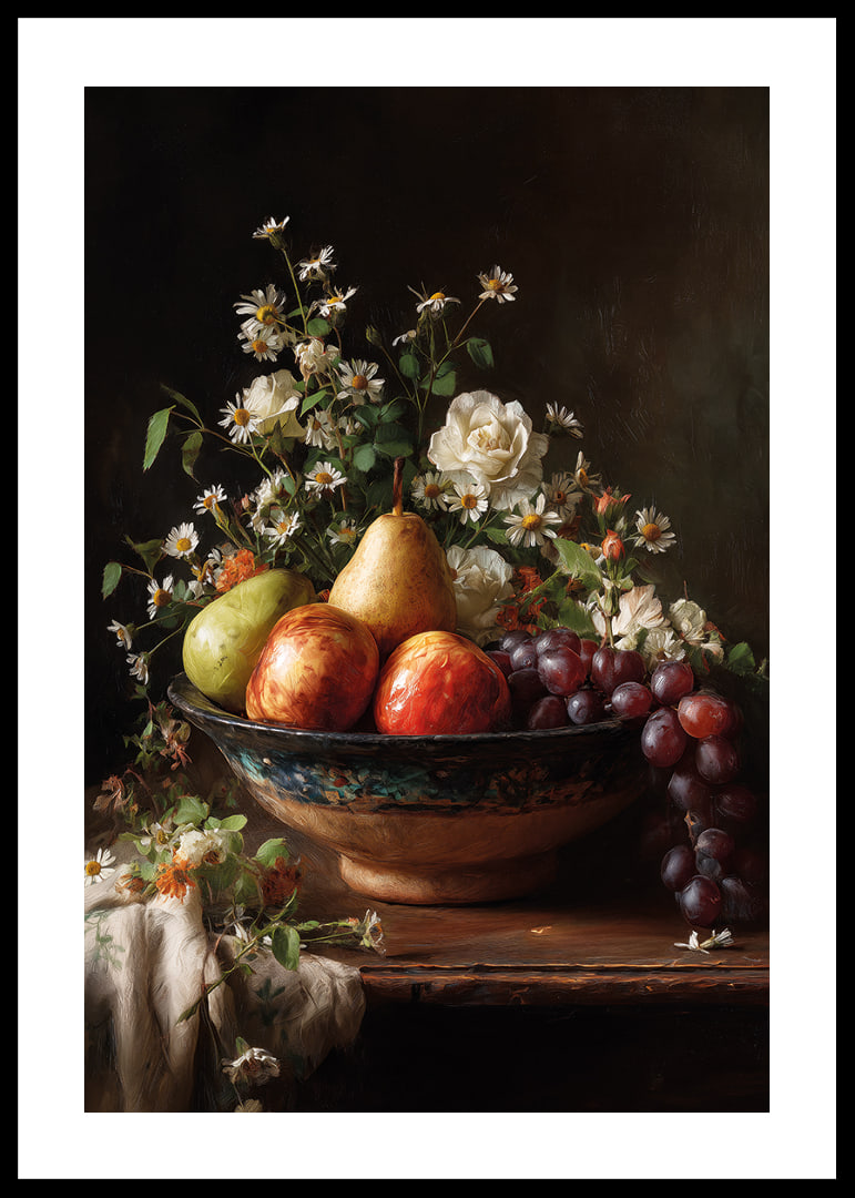 Colorful fruits and flowers in harmonious balance.-12
