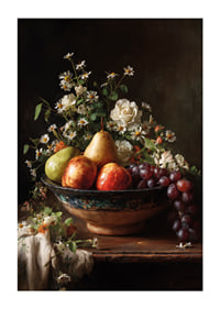 Colorful fruits and flowers in harmonious balance.-1