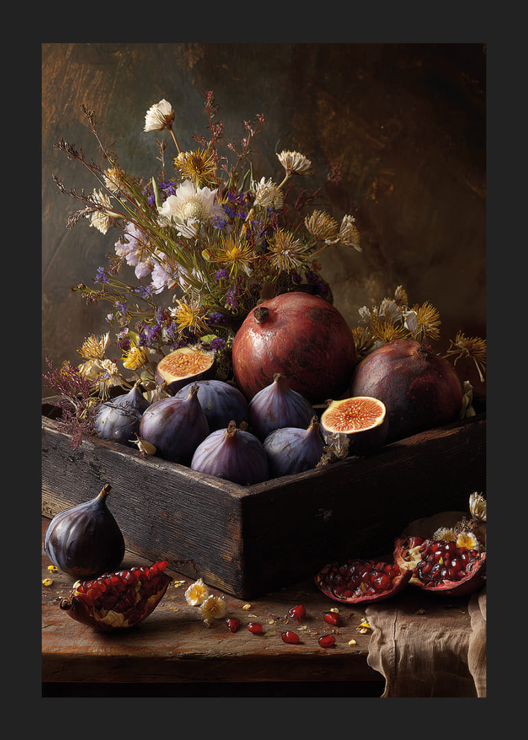 Blomster og frugter skaber en efterårsagtig harmoni.-12