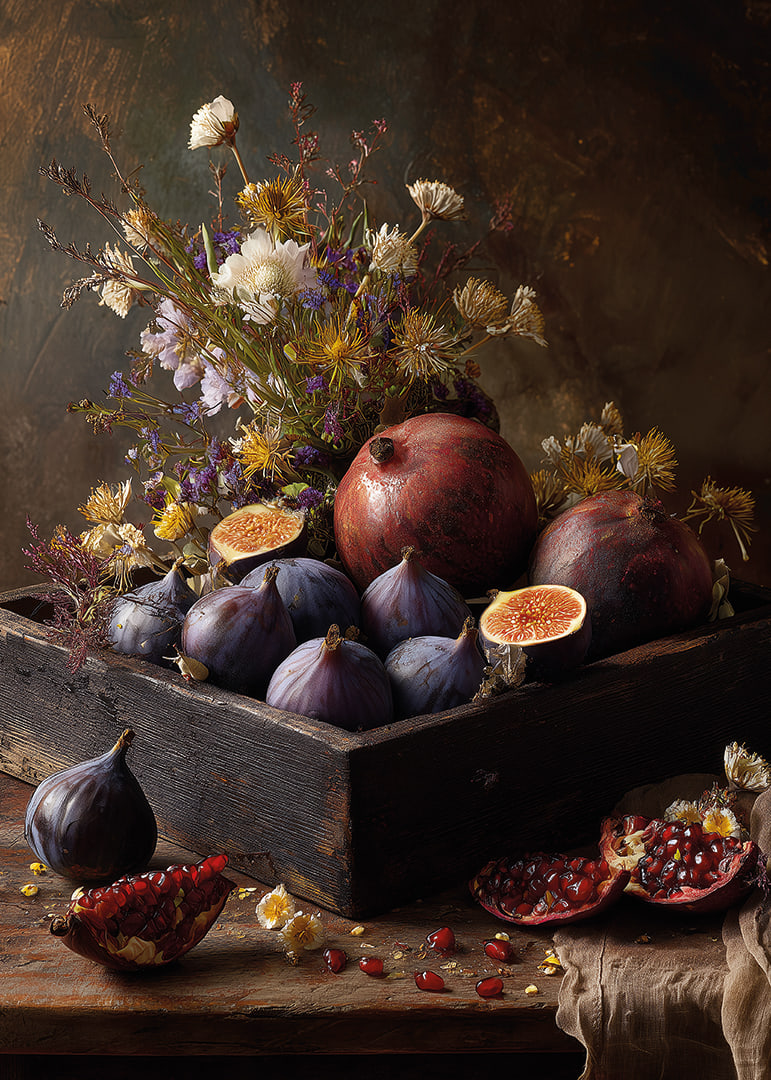 Flowers and fruits create an autumnal harmony.-12
