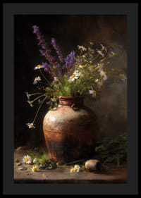 Laukinių gėlių žavesys kaimiškame vazone užburia kambarį.-4