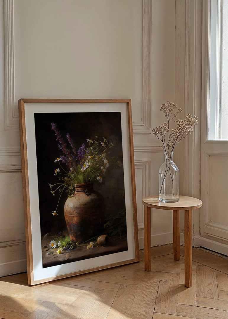 Der Charme von Wildblumen in einem rustikalen Topf verzaubert den Raum.-12