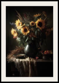 De zonnestralen omhullen de zonnebloemen met een warme, uitnodigende uitstraling.-2