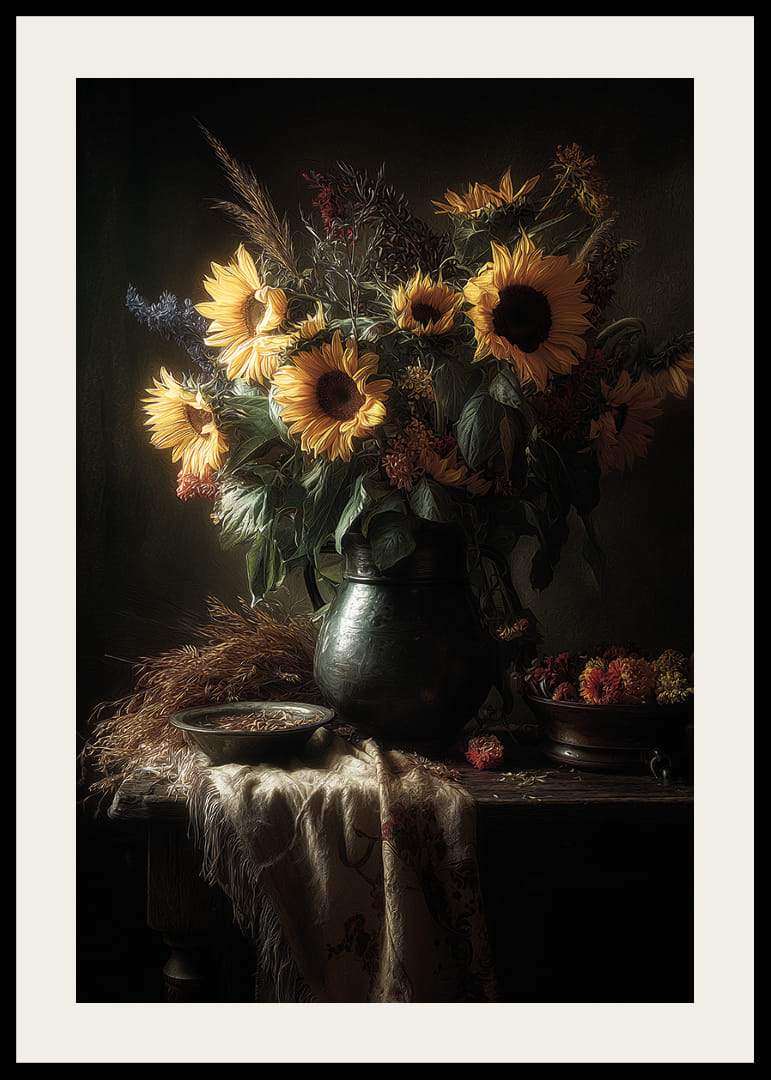 De zonnestralen omhullen de zonnebloemen met een warme, uitnodigende uitstraling.-12